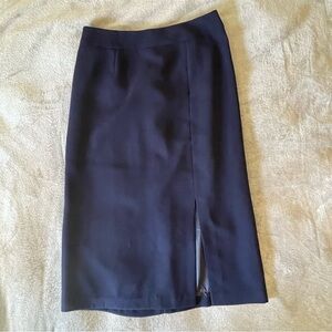 Worthington Navy Long Skirt with Front Slit - Size 12P